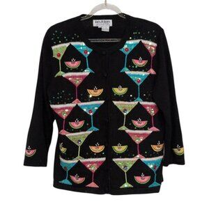 Vintage Jack B Quick Cocktail Martini Cardigan Womens Size Small Embellished